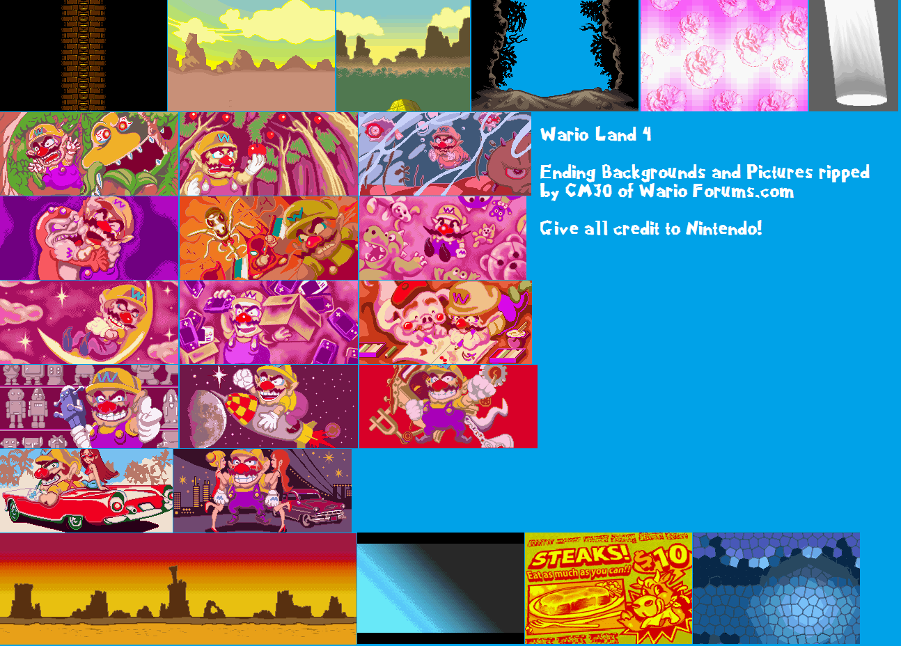 Wario Land 4 Ending Backgrounds